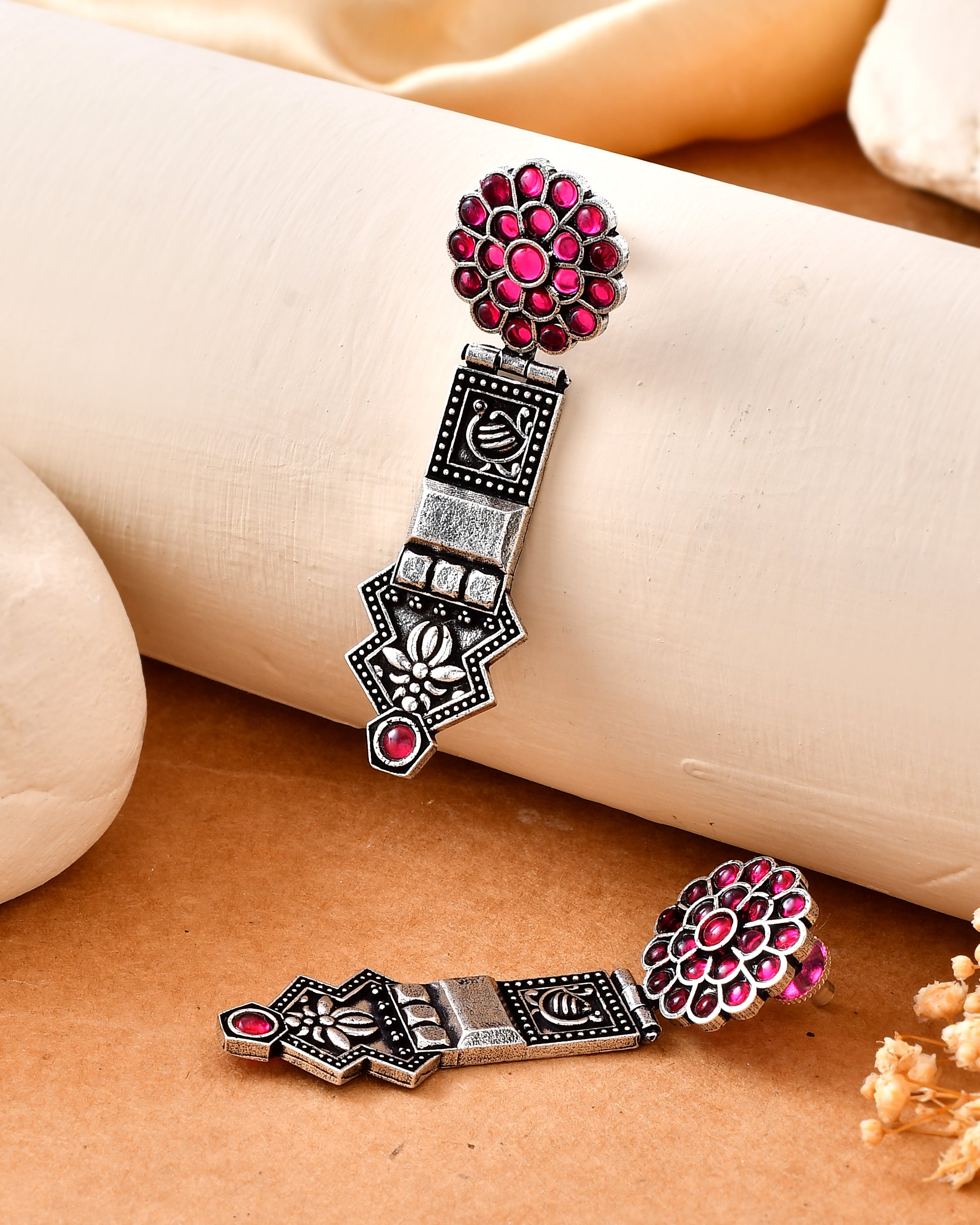 Rangilo Dandiya White Metal Earrings